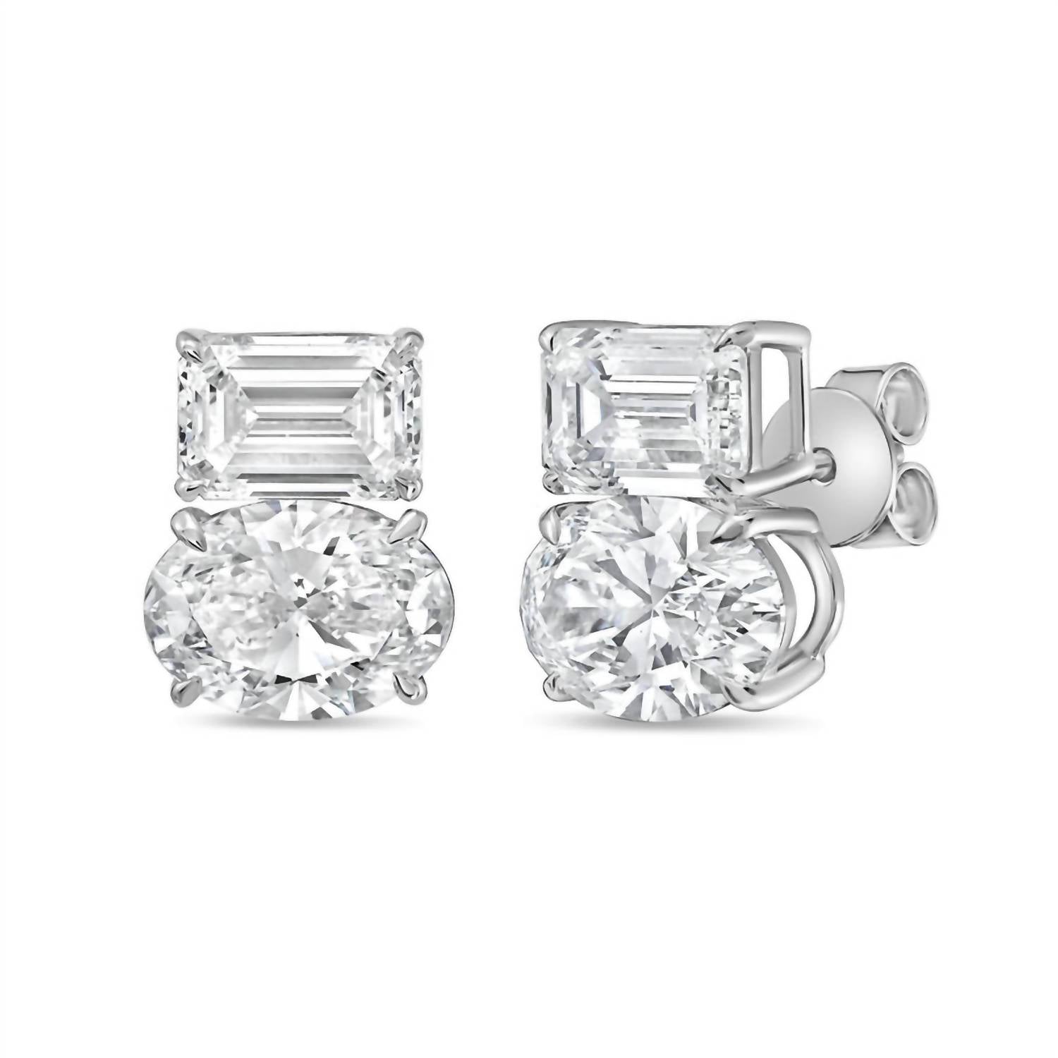 Diana M Jewels - Women's Emerald & Oval Lab-grown Diamond Stud Earrings (8.00 Tcw) - Elegant Plus