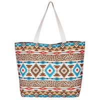 Judson & Co. - Leopard and Aztec Print Canvas Tote Bag