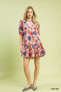 Umgee - Mix Floral Babydoll Dress