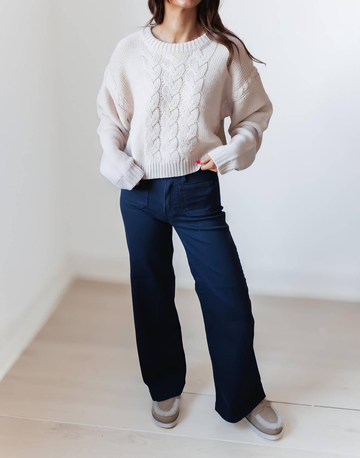 Baevely By Wellmade - Reese Cable Knit Sweater