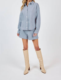 Sadie & Sage Faux Suede Shorts in blue - women's shorts - detail view