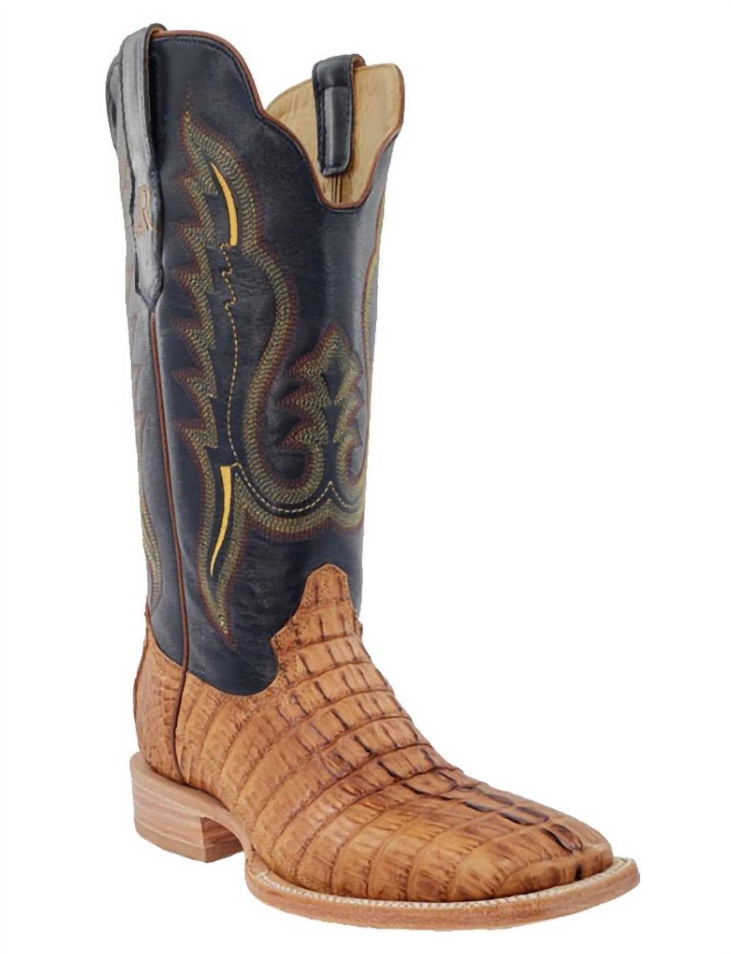 R Watson Boots - Men's Horned Back Caiman Tail Leather Sole Exotic Boots