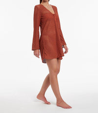 JETS Stretch Lace Kaftan Cover Up in russet - women's dress - alternate view
