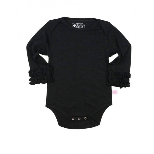 Rufflebutts - Ruffle Butts Black Long Sleeve Layering Bodysuit Onesie
