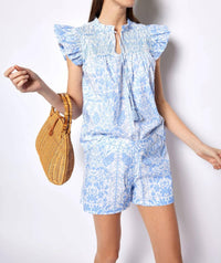 SAIL to SABLE Printed High Rise Shorts in tropical block print - women's shorts - alternate view