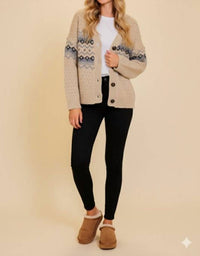 LUMIERE Argyle V-neck Cardigan in beige - women's sweater - view 4