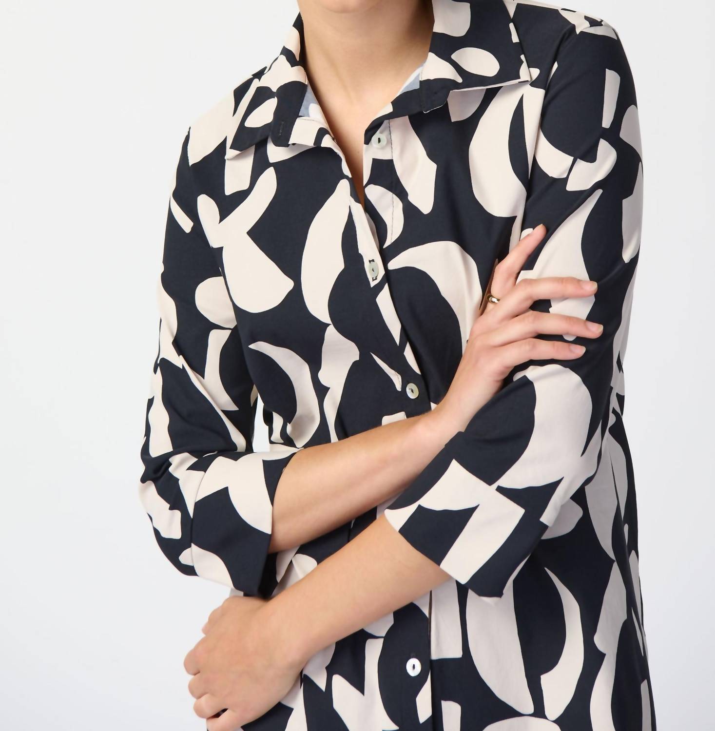 Joseph Ribkoff - Abstract Print Stretch Poplin Trapeze Dress
