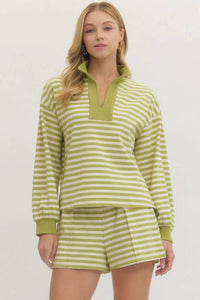 Entro - Stripe Lounge Pullover Top