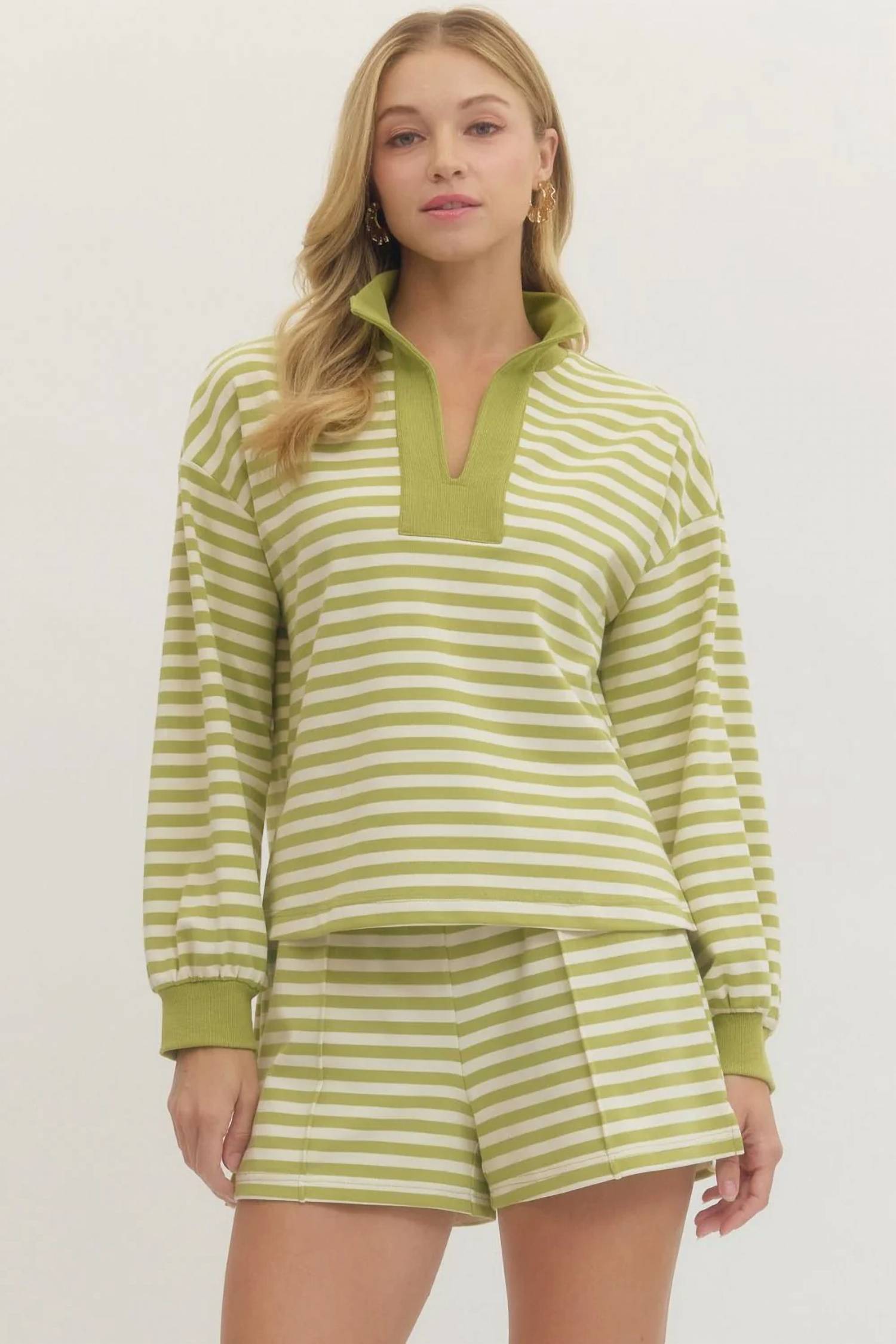 Entro - Stripe Lounge Pullover Top