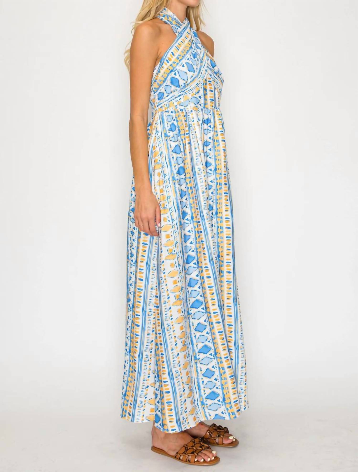 Meet Me In Santorini - Halter Maxi Dress