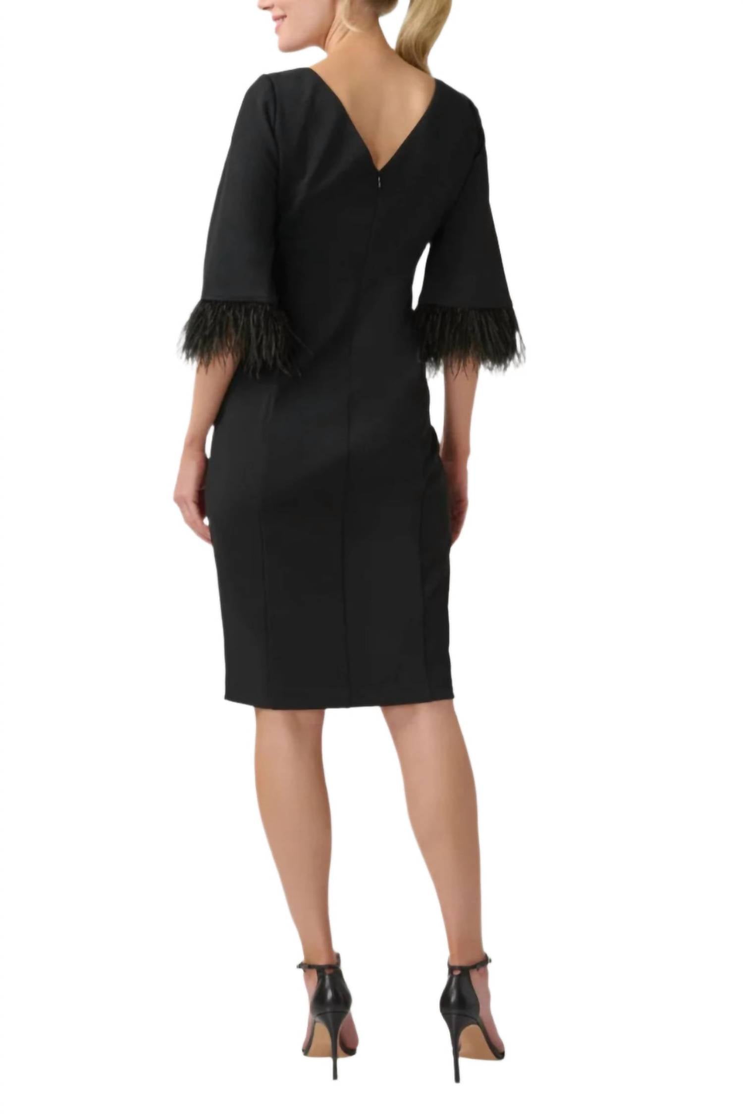 Adrianna Papell - Feather Trim Embellishment Short Dress