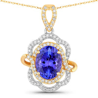 Diana M Jewels Women's Oval Natural Tanzanite Pendant Necklace (4.61 Ct) - Statement in 14k white gold - women's jewelry - detail view