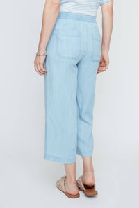 Renuar Sky Breeze Cropped Palazzo Pant in chambray - women's pants - detail view