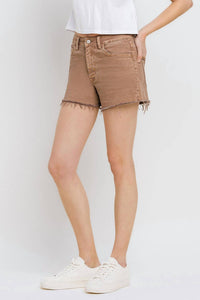 Vervet By Flying Monkey - Super High Rise Raw Hem Mom Shorts