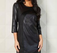 Vegan Leather/Suede Scoop Dress