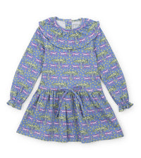 lila + hayes Ellery Dress in royal safari - kids' dress - detail view
