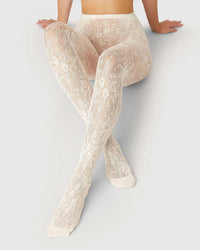 Swedish Stockings Women's Rosa Lace Tights in ivory - women's accessory