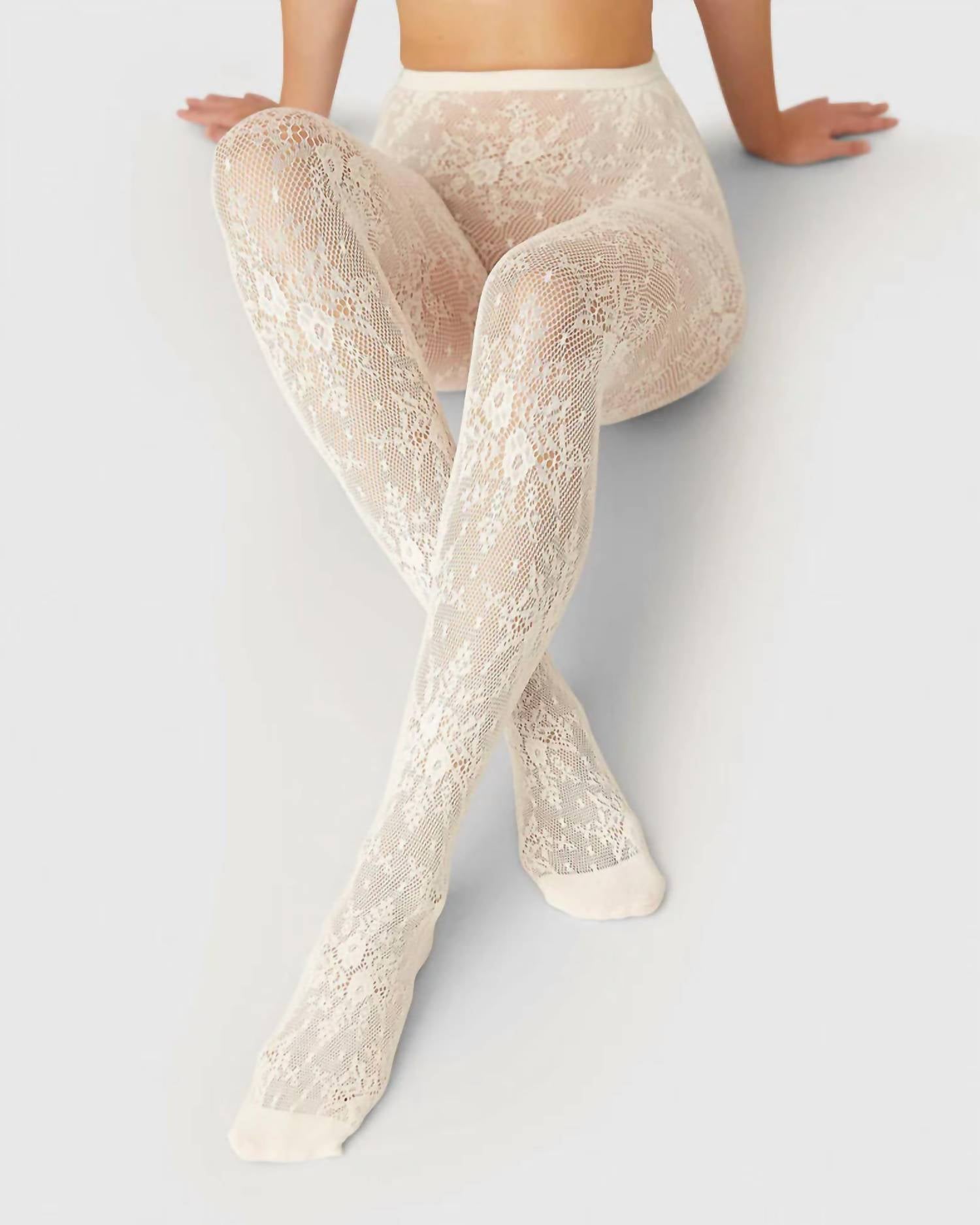 Swedish Stockings Women's Rosa Lace Tights in ivory - women's accessory