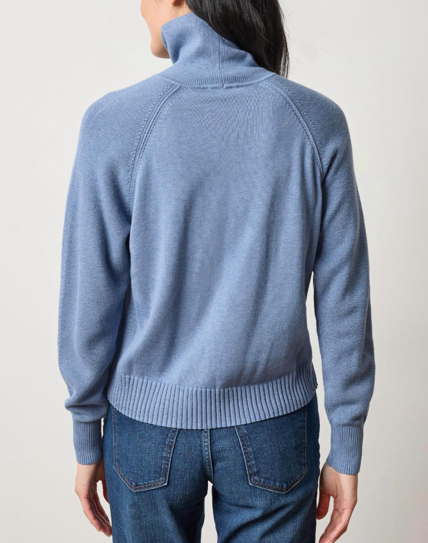 Lilla P Relaxed Turtleneck Sweater in bluebell 2 - women's sweater - detail view