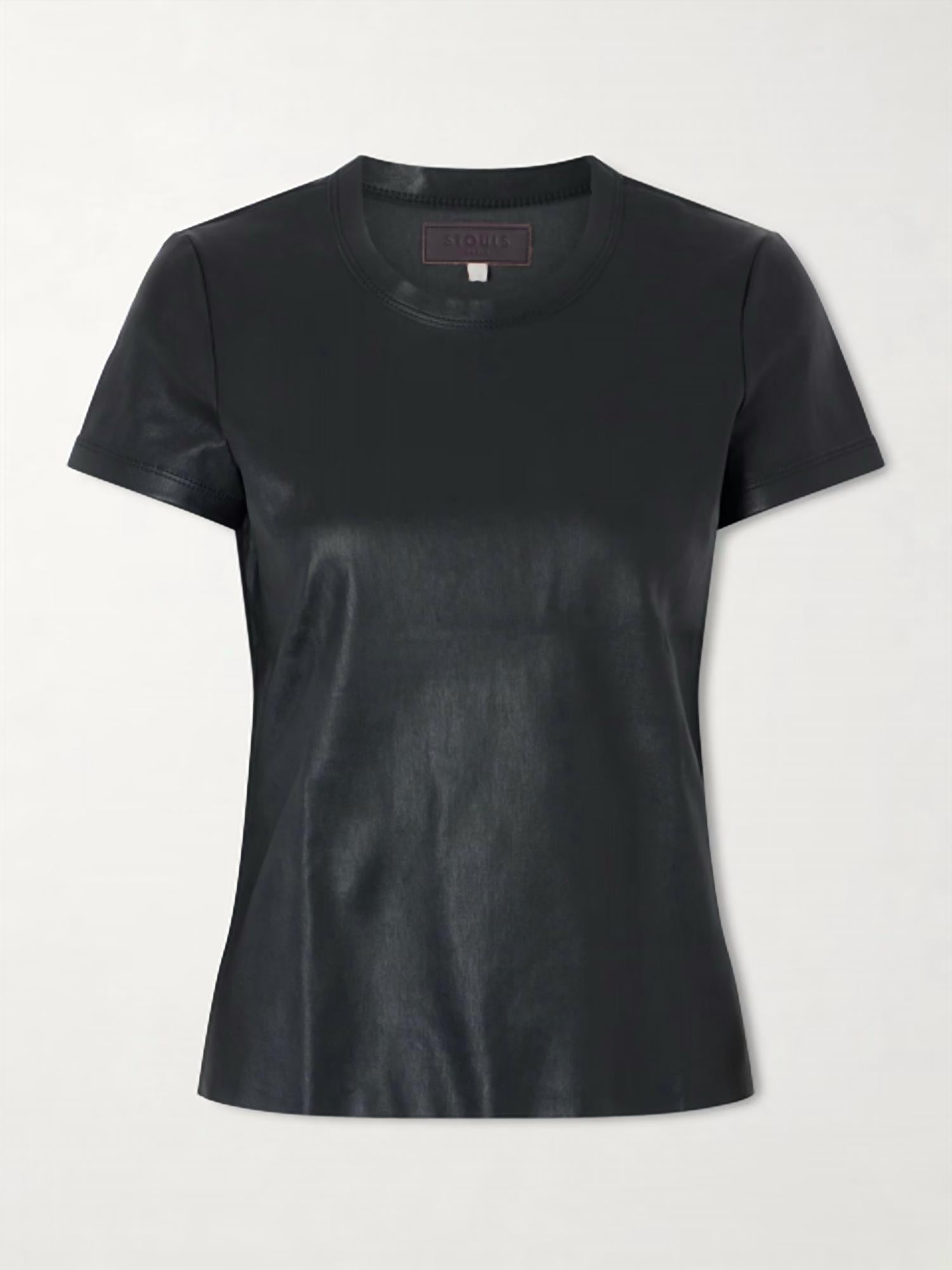 Stouls Leather T-shirt in black - women's t-shirt - view 6