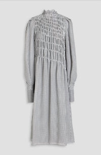 Victoria Beckham - Shirred Gingham Seersucker Midi Dress
