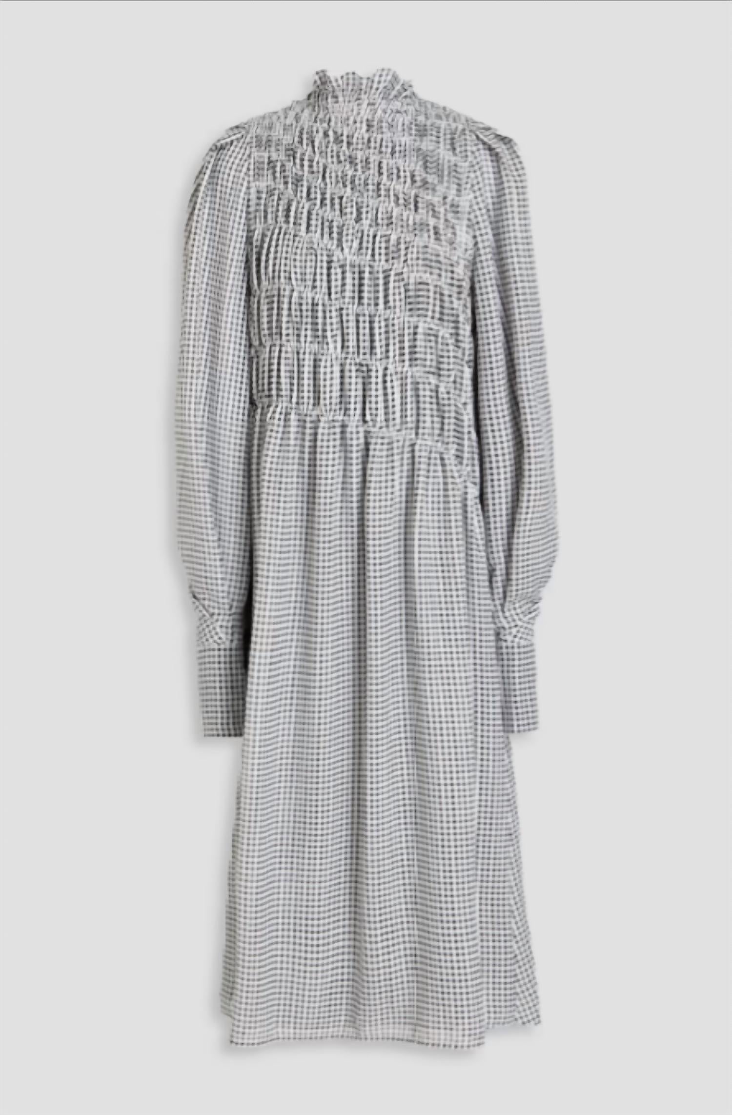Victoria Beckham - Shirred Gingham Seersucker Midi Dress