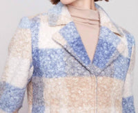 Charlie B - Plaid Boucle Knit Short Jacket With Hidden Snaps And Welt Pockets