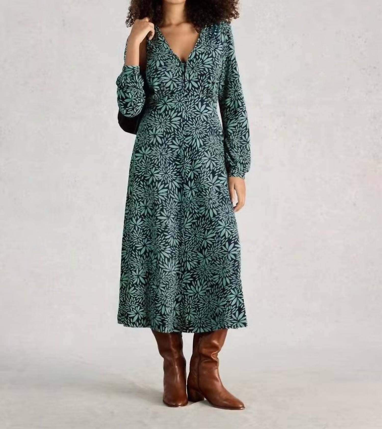 White Stuff Megan Jersey Dress in blue print - women's dress