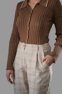 Promesa - Lila Self Button Ribbed Knit Sweater