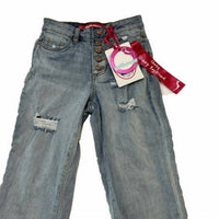 Dollhouse - Women's Roll-cuff Button-fly Distressed Boyfriend Jeans