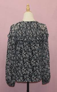 GREYLIN Women's Justin Chiffon Blouse in black blue - women's blouse - detail view