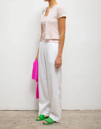 Leset - Pointelle Short Sleeve Cardigan