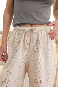 Raisonnel - Teagan Eyelet Embroidered Wide-leg Pants