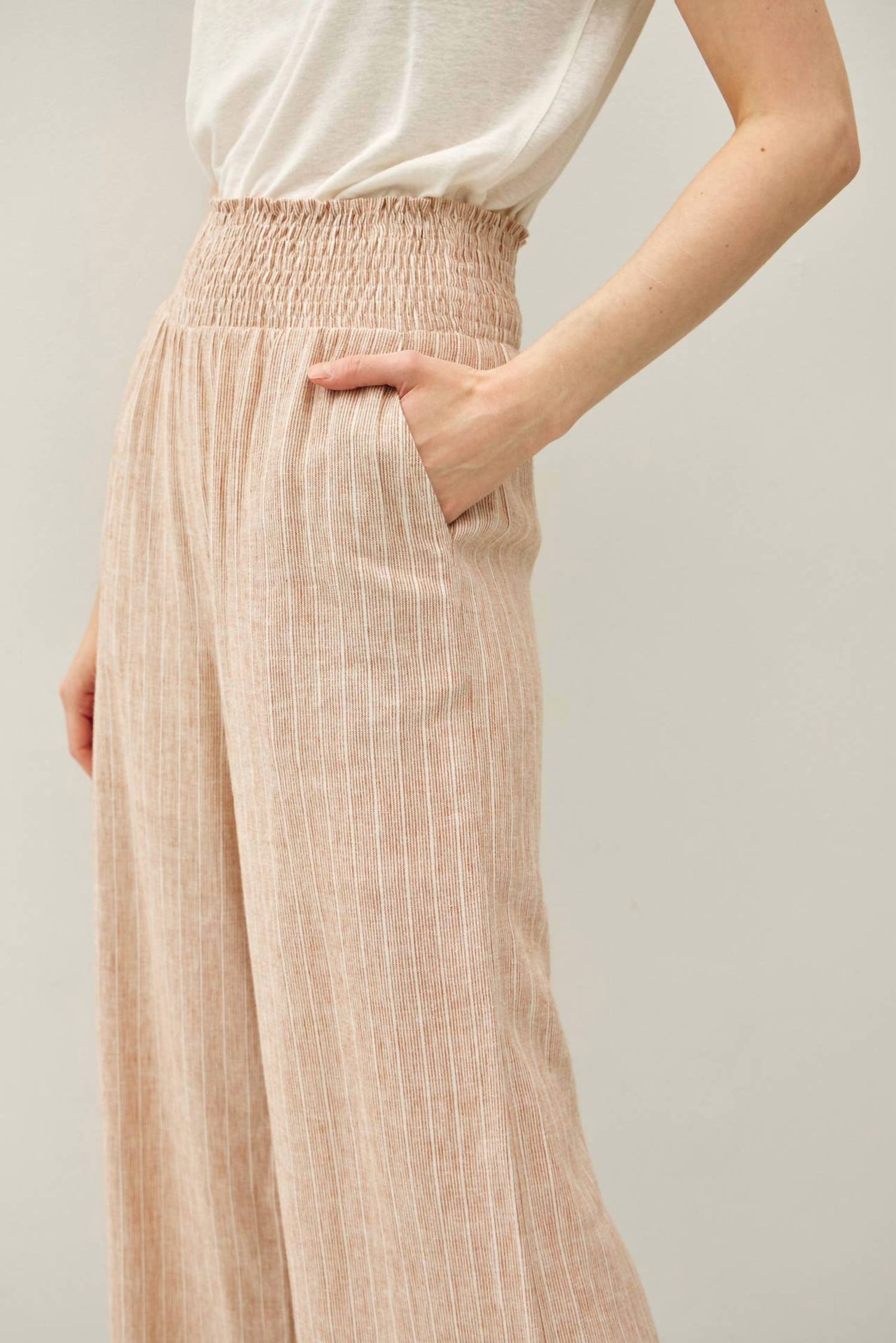 Be Cool - Striped Linen Blend Wide Leg Pants
