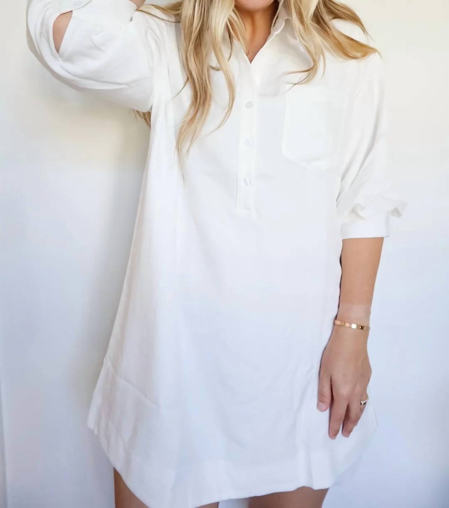 Day + Moon - Essential Puff Sleeve Mini Shirt Dress