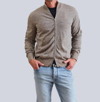 Fioroni Cashmere Duvet Cashmere Full-zip Sweater in grey - men's sweater - detail view