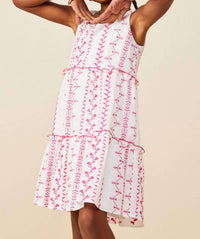 Hayden La - Girls Botanical Embroidered Ruffle Tiered Tank Dress