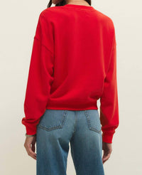 Z Supply First Date Sweatshirt in red 1 - women's sweater - detail view