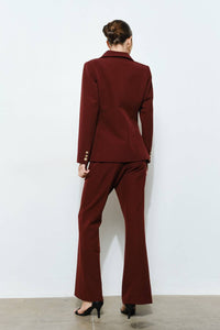 Ina Fashion - Oxford Double Breasted Power Shoulder Blazer