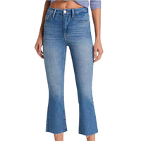 Frame - Women's Le Super High Crop Mini Boot Raw Hem Jeans