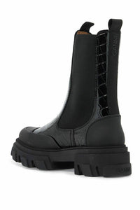 Ganni - Women's Cleated Mid Chelsea Naplack Croco Boots