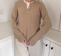 Pinch - Theo Knit Pullover Button Detail Sweater Top
