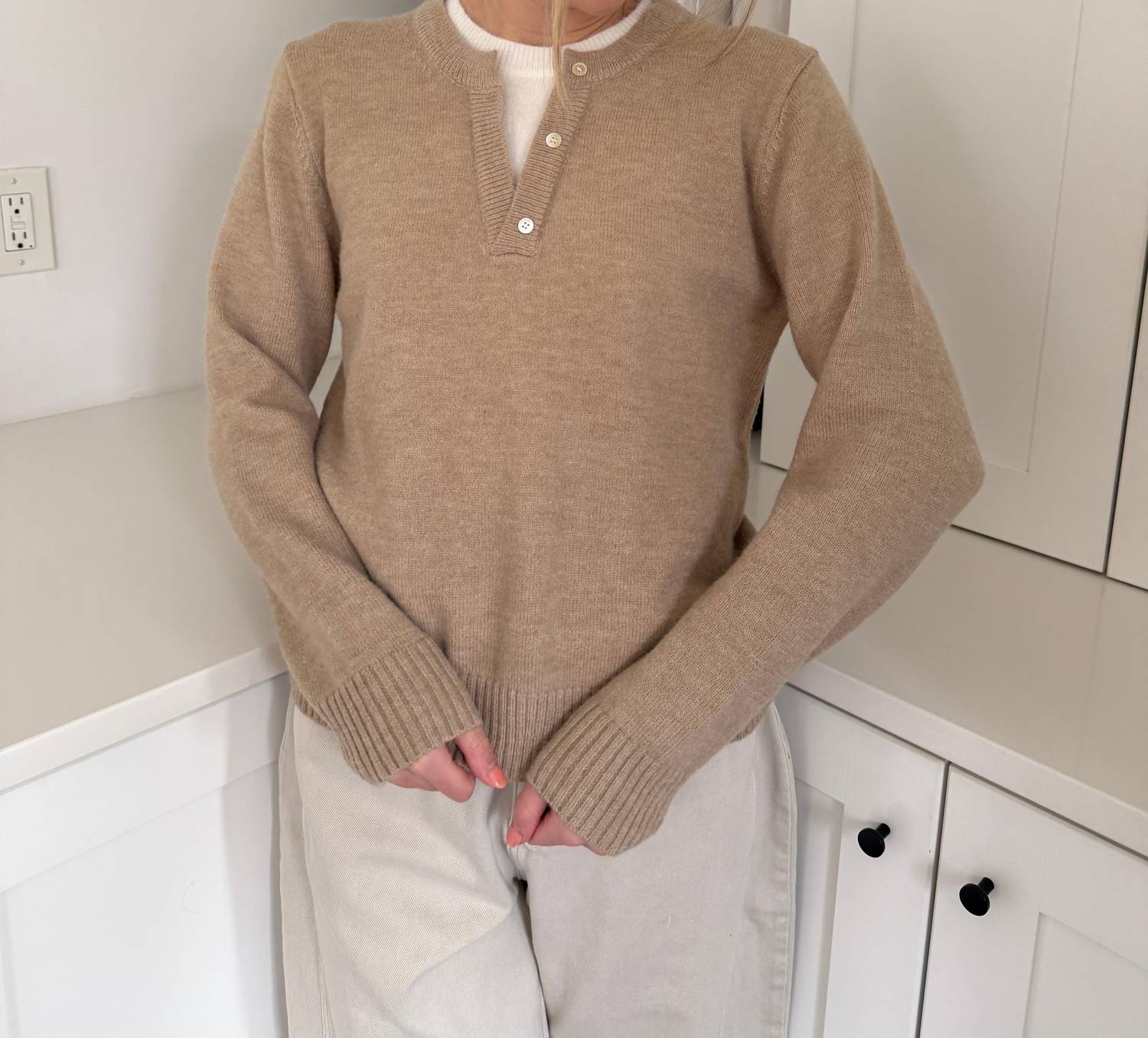 Pinch - Theo Knit Pullover Button Detail Sweater Top