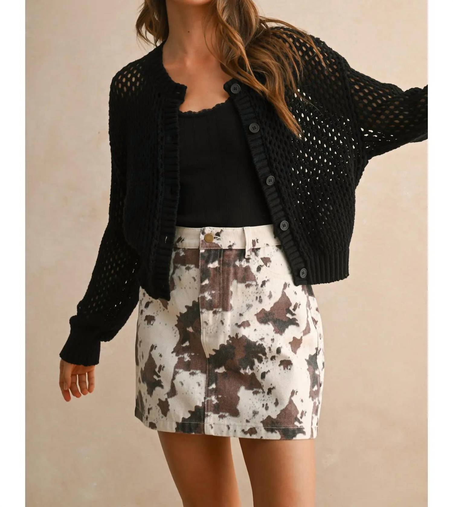 Miou Muse - Crochet Knitted Buttondown Cardigan