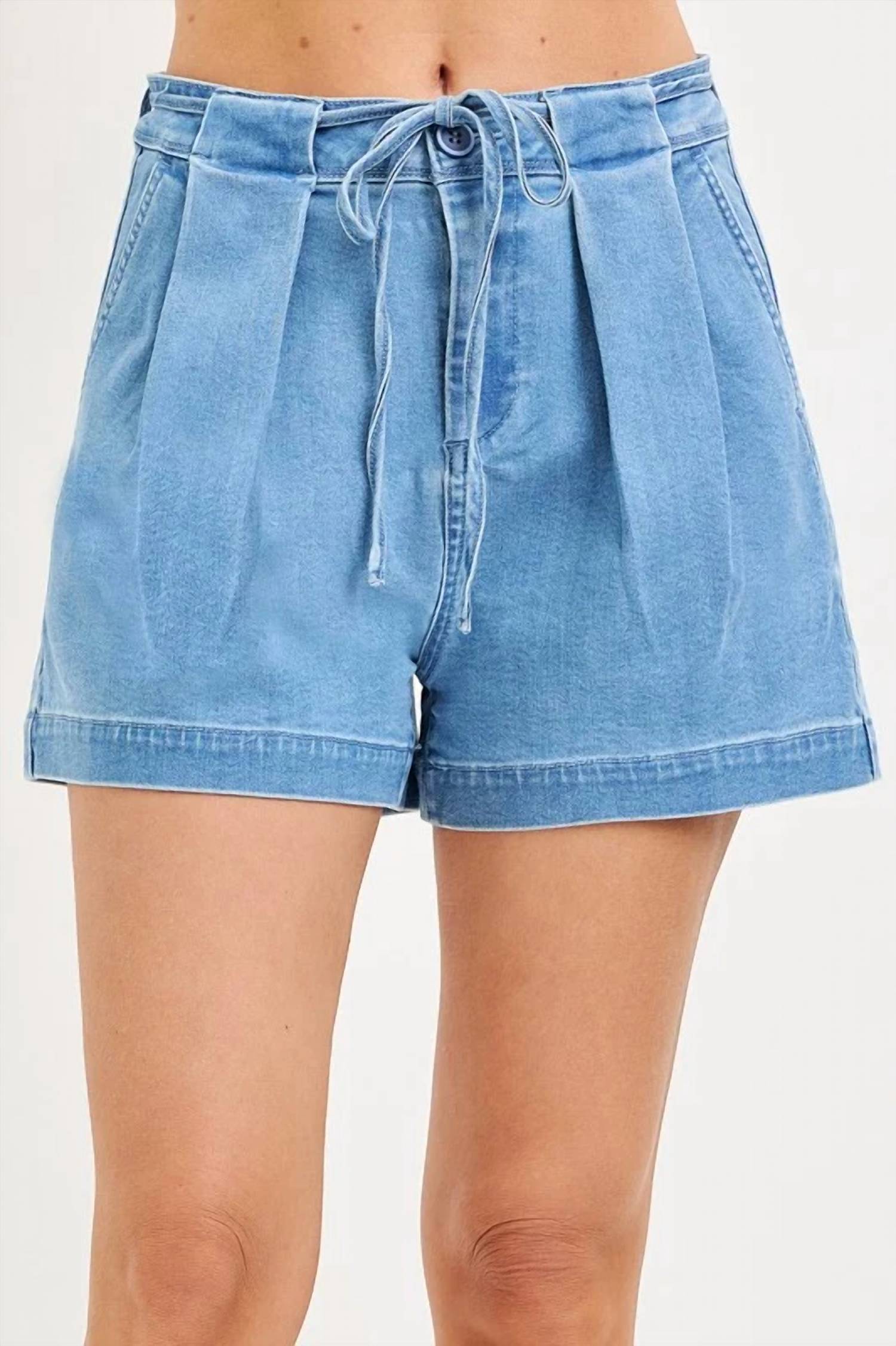 Risen - Easy Breezy Pleated Soft Denim Shorts