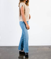 ABLE Becky Straight Leg Jean in grey wash - women's jeans - detail view