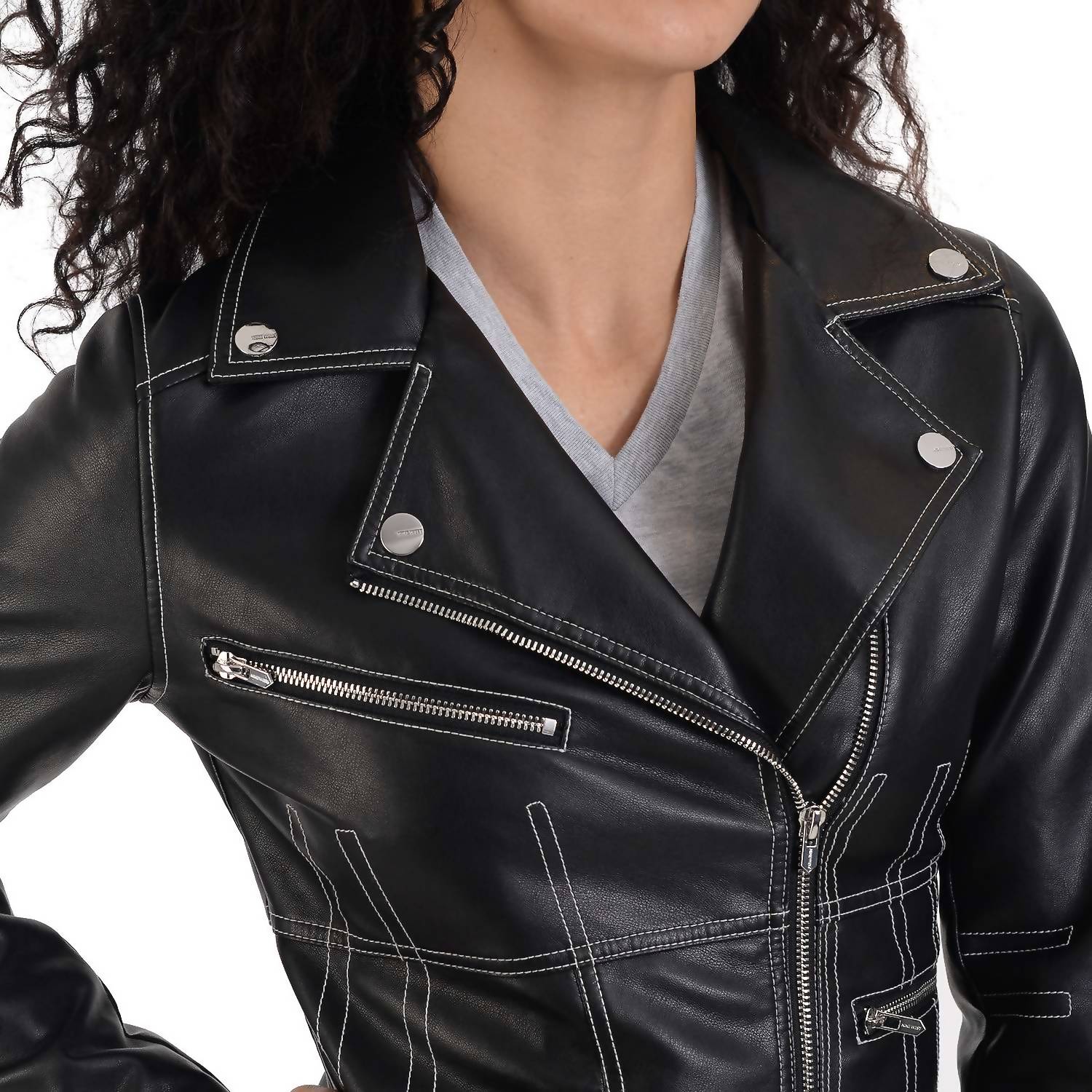 Nine West - Faux Leather Biker Jacket