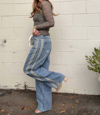Aaron & Amber - Miley Stripe Slouchy Jeans