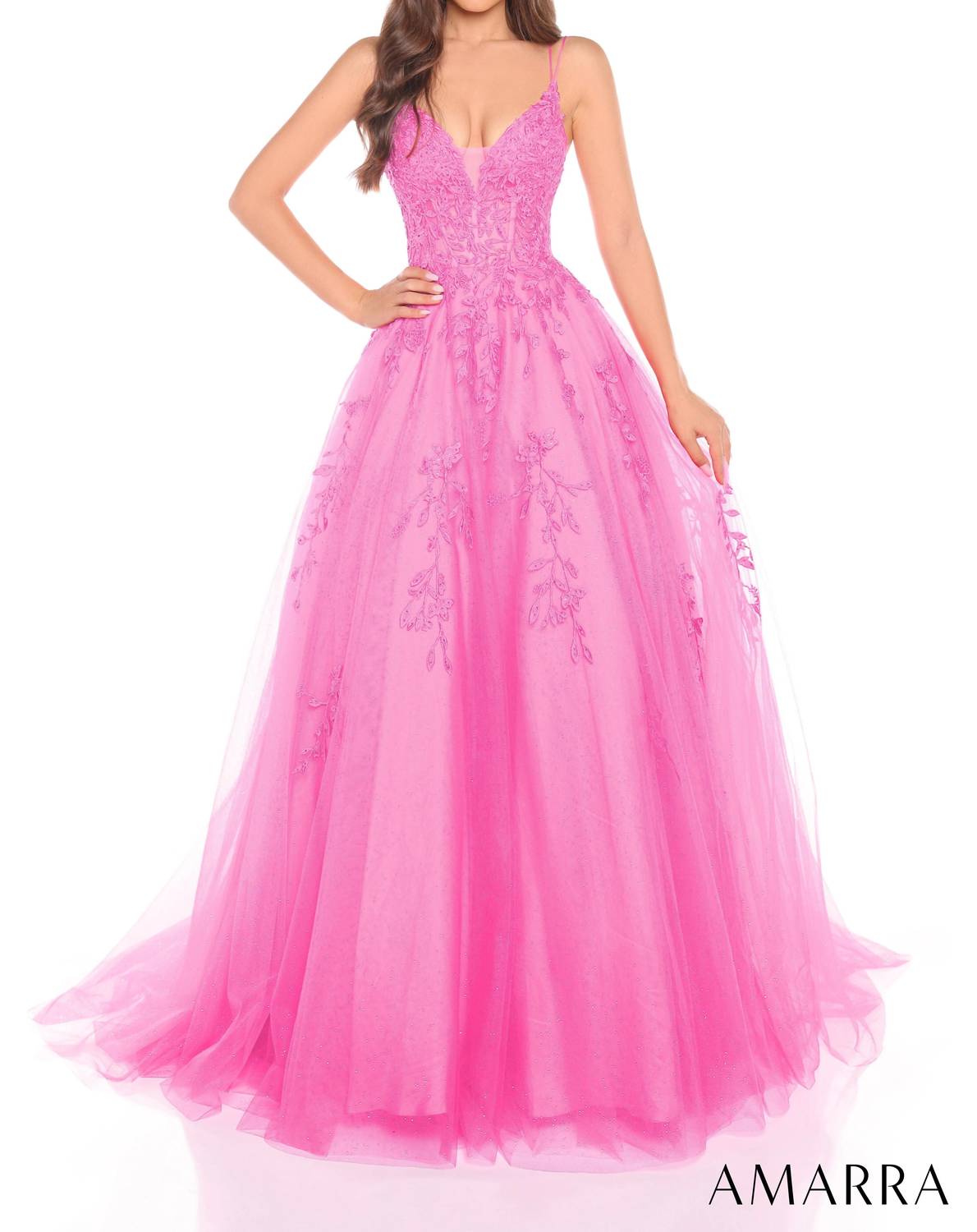 Amarra - Floral Lace Embroidery Ball Gown