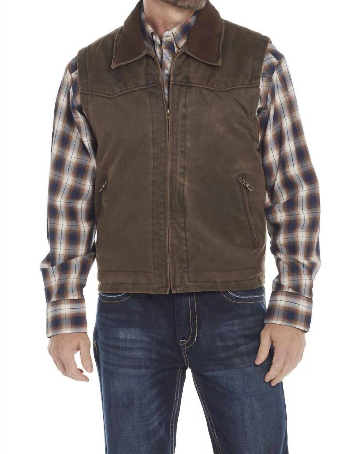 Cripple Creek - Men's Enzyme Washed Zip Front Open-bottom Vest